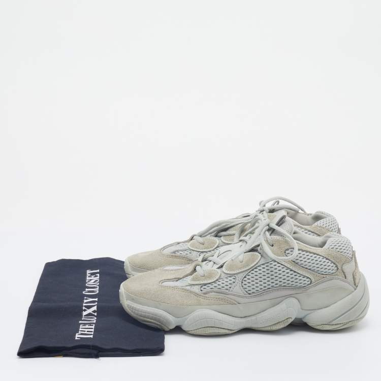 Pre Owned Yeezy x Adidas Grey Mesh and Suede 500 Salt Sneakers Size 40