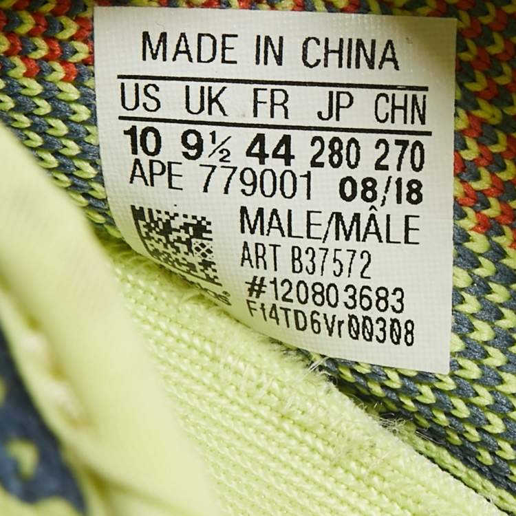 مملوكة مسبقًا Yeezy x Adidas Neon Yellow Knit Fabric Boost 350 V2 Semi Frozen Yellow Sneakers Size 44