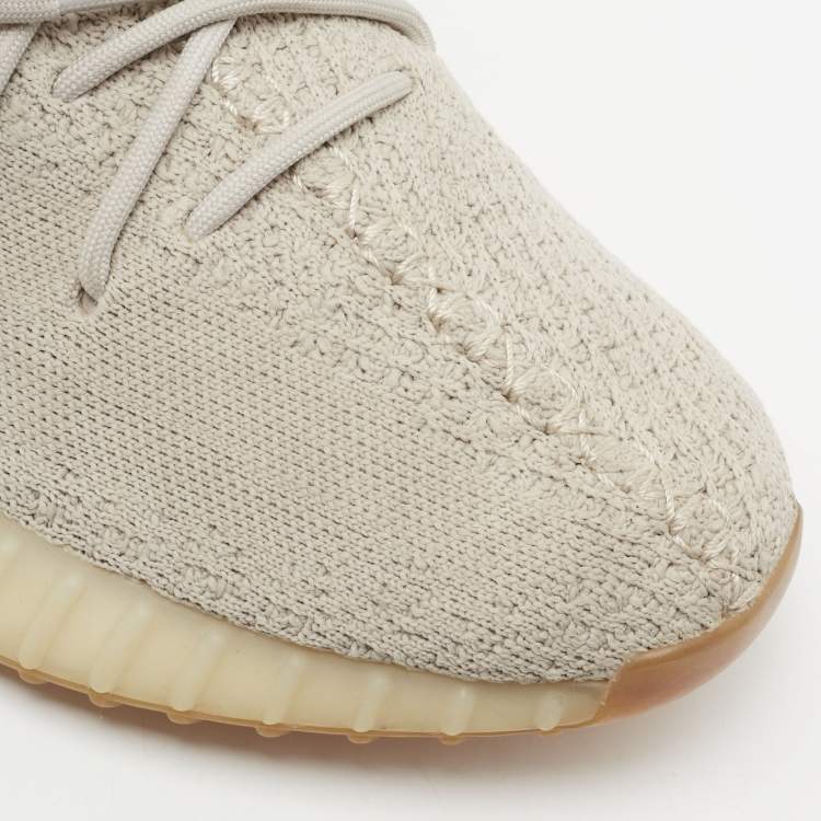 Pre Owned Yeezy x adidas Grey Knit Fabric Boost 350 V2 Sesame Low-Top Sneakers Size 42