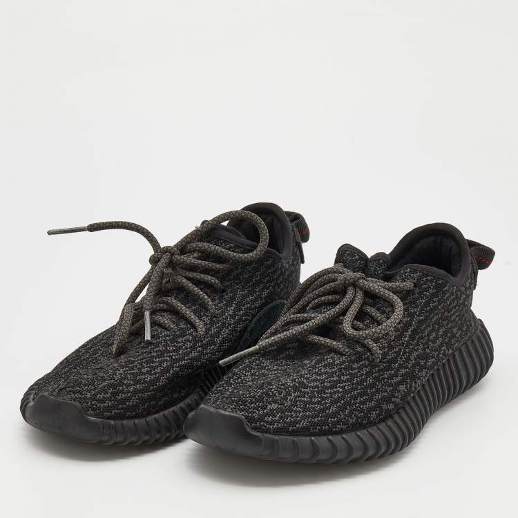 Yeezy x Adidas Black Knit Fabric Boost 350 Pirate Black Sneakers