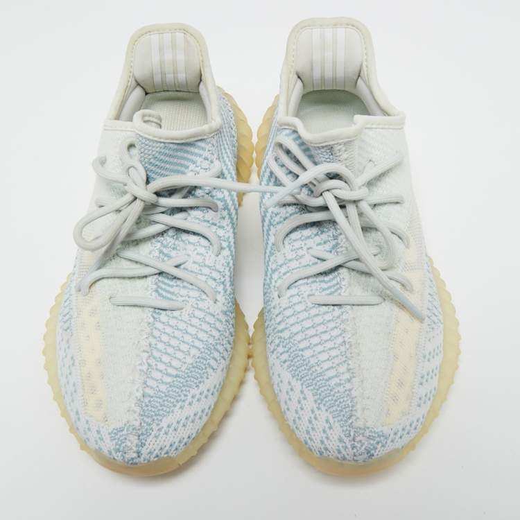Pre Owned Yeezy x Adidas White Knit Fabric Boost 350 V2 Cloud White Low-Top Sneakers Size 40
