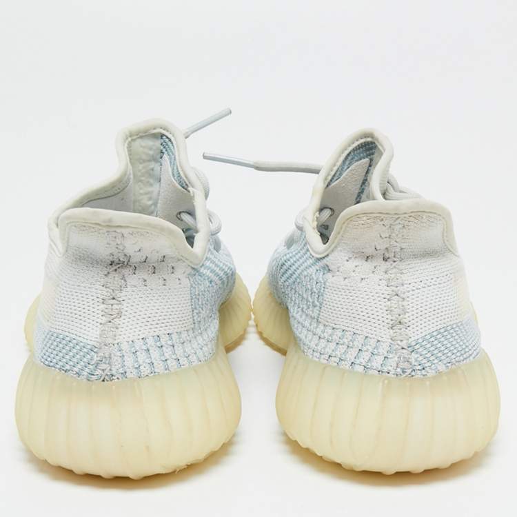Pre Owned Yeezy x Adidas White Knit Fabric Boost 350 V2 Cloud White Low-Top Sneakers Size 40