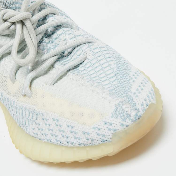 Pre Owned Yeezy x Adidas White Knit Fabric Boost 350 V2 Cloud White Low-Top Sneakers Size 40