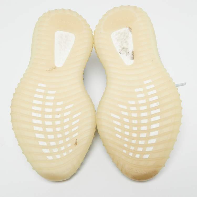 Pre Owned Yeezy x Adidas White Knit Fabric Boost 350 V2 Cloud White Low-Top Sneakers Size 40
