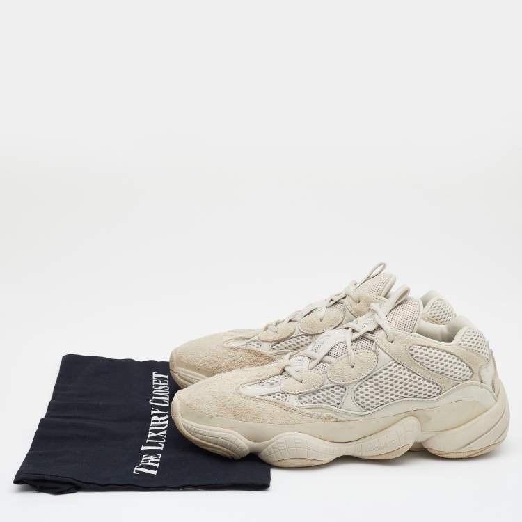 Pre Owned Yeezy x Adidas White Suede And Mesh Yeezy 500 Salt Low Top Sneakers Size 41 1/3