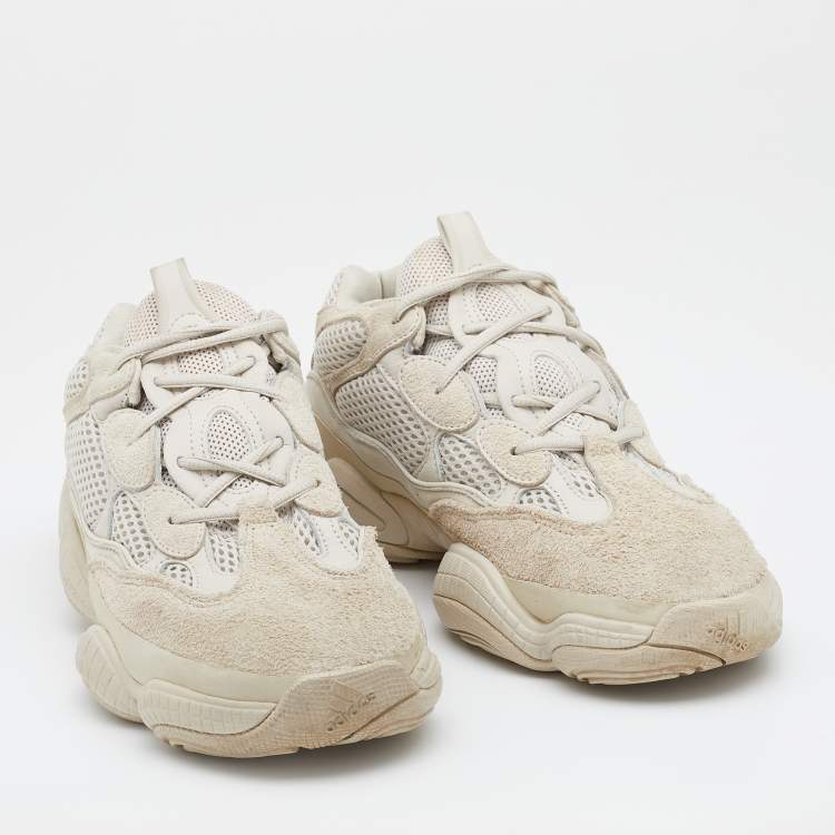 Pre Owned Yeezy x Adidas White Suede And Mesh Yeezy 500 Salt Low Top Sneakers Size 41 1/3