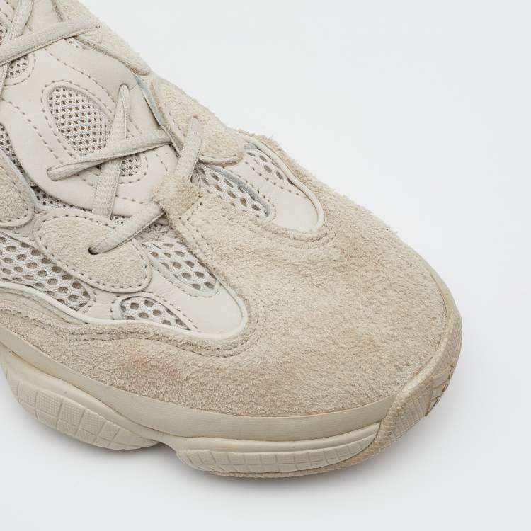 Pre Owned Yeezy x Adidas White Suede And Mesh Yeezy 500 Salt Low Top Sneakers Size 41 1/3