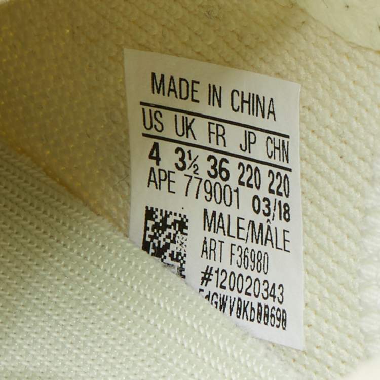 Pre Owned Yeezy x Adidas Light Yellow Knit Fabric Boost 350 V2 Butter Low Top Sneakers Size 36
