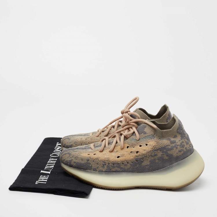 Pre Owned Yeezy x Adidas Grey Knit Fabric Boost 380 Mist Low-Top Sneakers Size 39 1/3