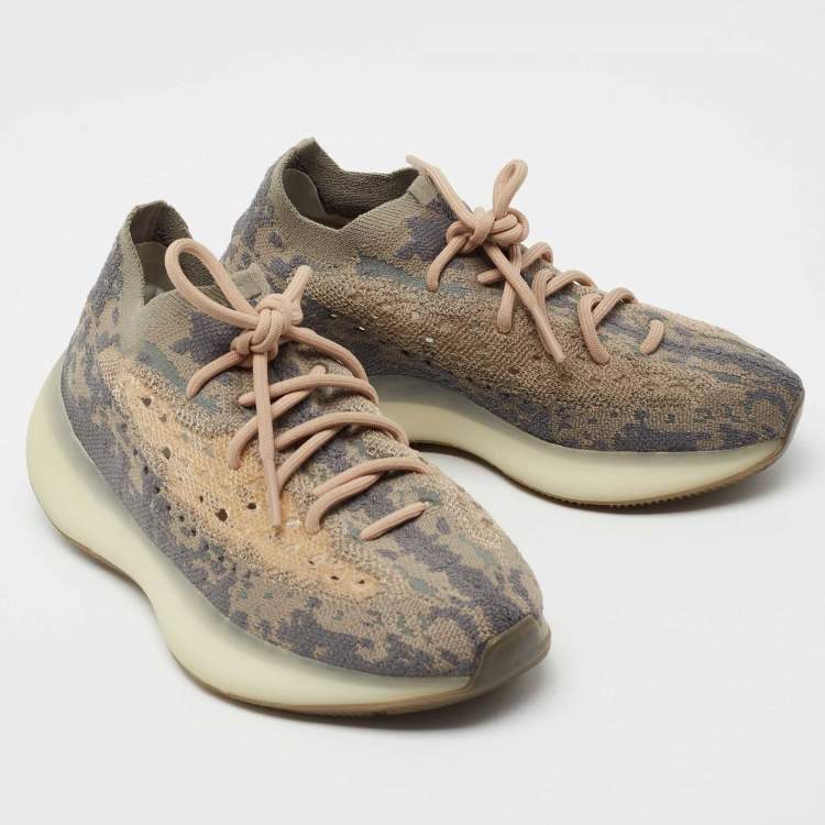 Pre Owned Yeezy x Adidas Grey Knit Fabric Boost 380 Mist Low-Top Sneakers Size 39 1/3