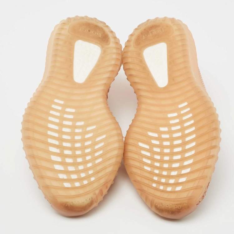 Pre Owned Yeezy x Adidas Light Orange Knit Fabric Boost 350 V2 Clay Low-Top Sneakers Size 39 1/3