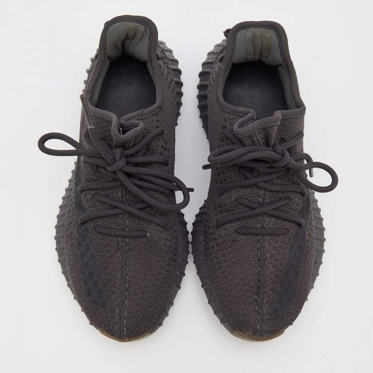 Pre Owned Yeezy x Adidas Dark Grey Knit Fabric Boost 350 V2 Cinder Low Top Sneakers Size 41 1/3