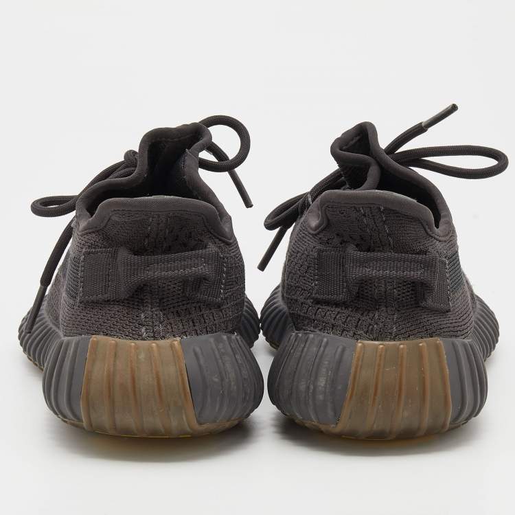 Pre Owned Yeezy x Adidas Dark Grey Knit Fabric Boost 350 V2 Cinder Low Top Sneakers Size 41 1/3