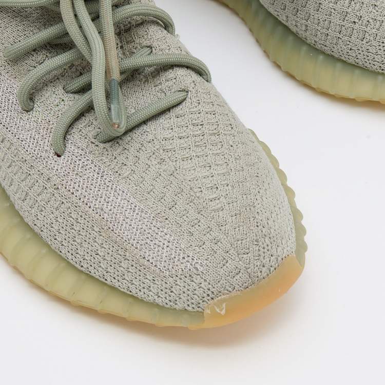Pre Owned Yeezy x Adidas Grey Knit Fabric Boost 350 V2 Desert Sage Reflective Sneakers 41 1/3