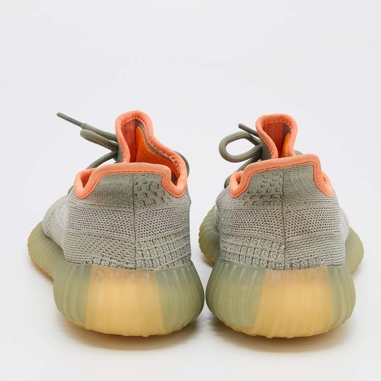 Pre Owned Yeezy x Adidas Grey Knit Fabric Boost 350 V2 Desert Sage Reflective Sneakers 41 1/3