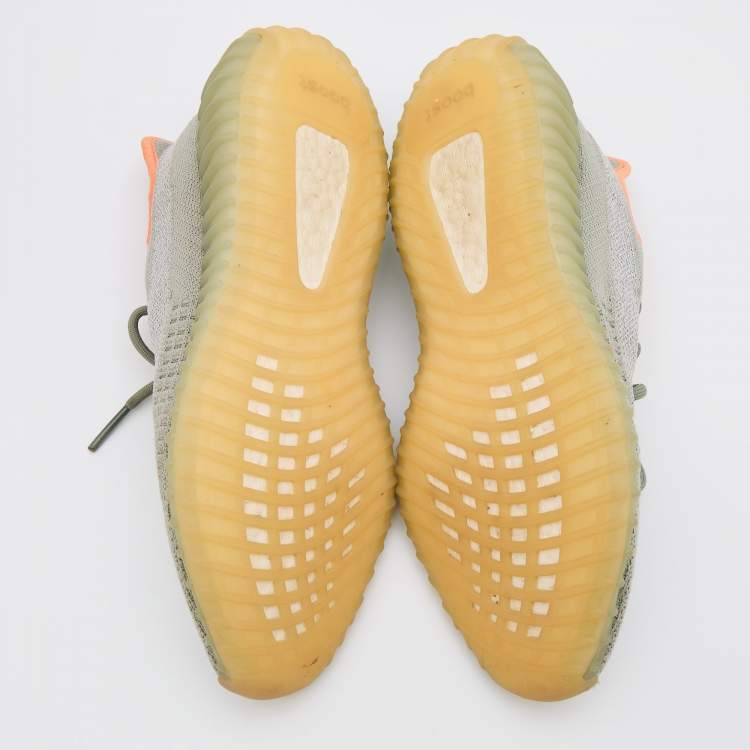 Pre Owned Yeezy x Adidas Grey Knit Fabric Boost 350 V2 Desert Sage Reflective Sneakers 41 1/3