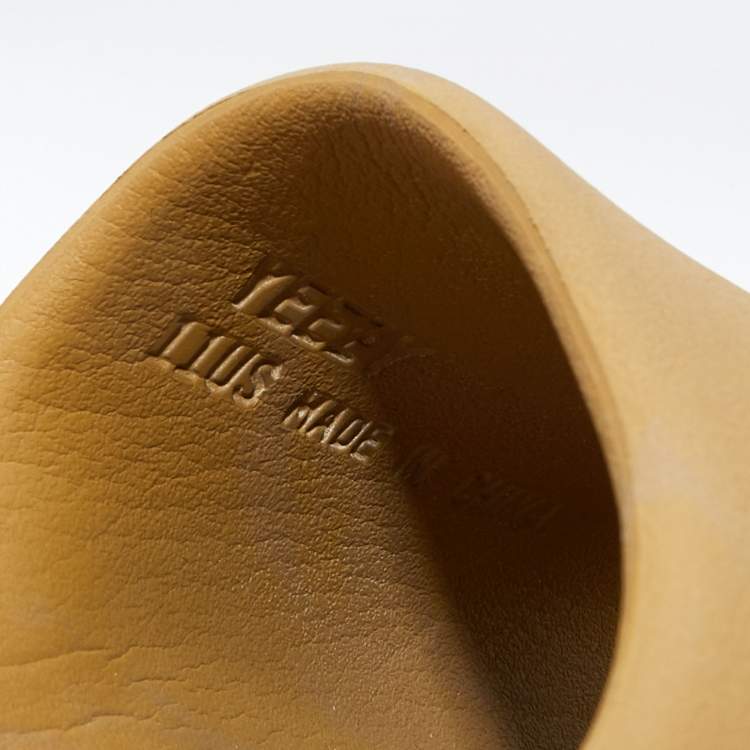 Pre Owned Yeezy x Adidas Brown Rubber Ochre Slides Size 46
