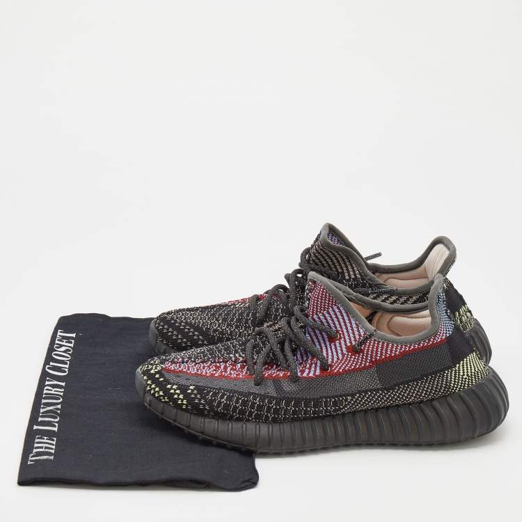 Pre Owned Yeezy x Adidas Black Knit Fabric Boost 350 V2 Yecheil Sneakers Size 40 2/3