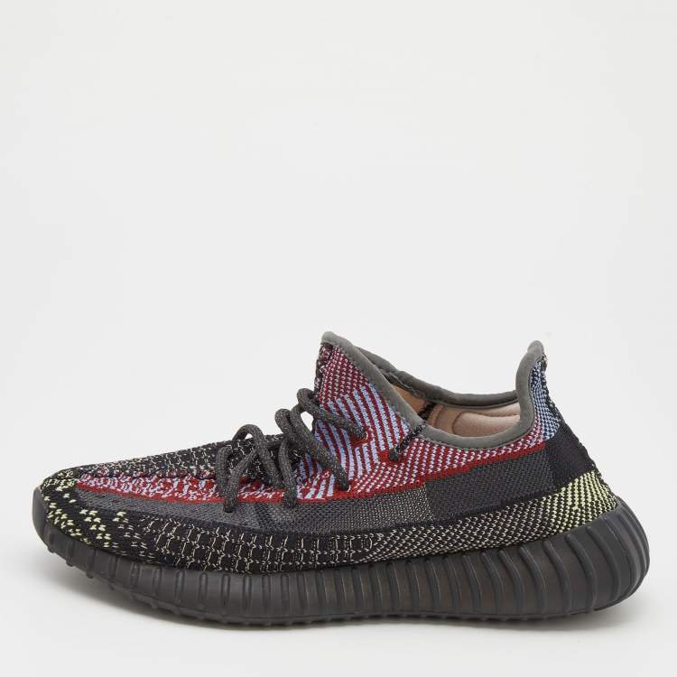 Pre Owned Yeezy x Adidas Black Knit Fabric Boost 350 V2 Yecheil Sneakers Size 40 2/3