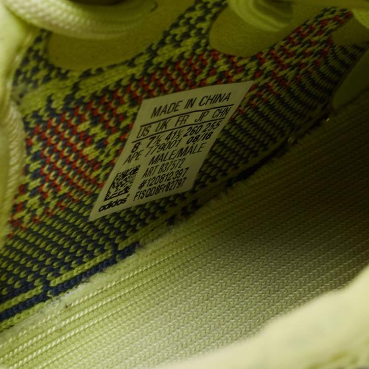 Pre Owned Yeezy x Adidas Green Knit Fabric Boost 350 V2 Sneakers Size 41 1/3