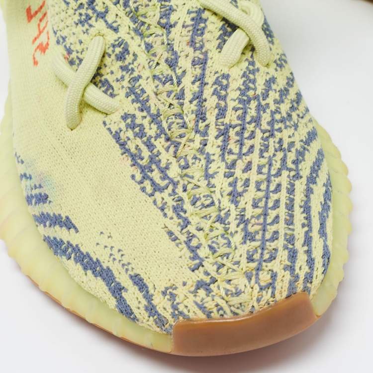 Pre Owned Yeezy x Adidas Green Knit Fabric Boost 350 V2 Sneakers Size 41 1/3