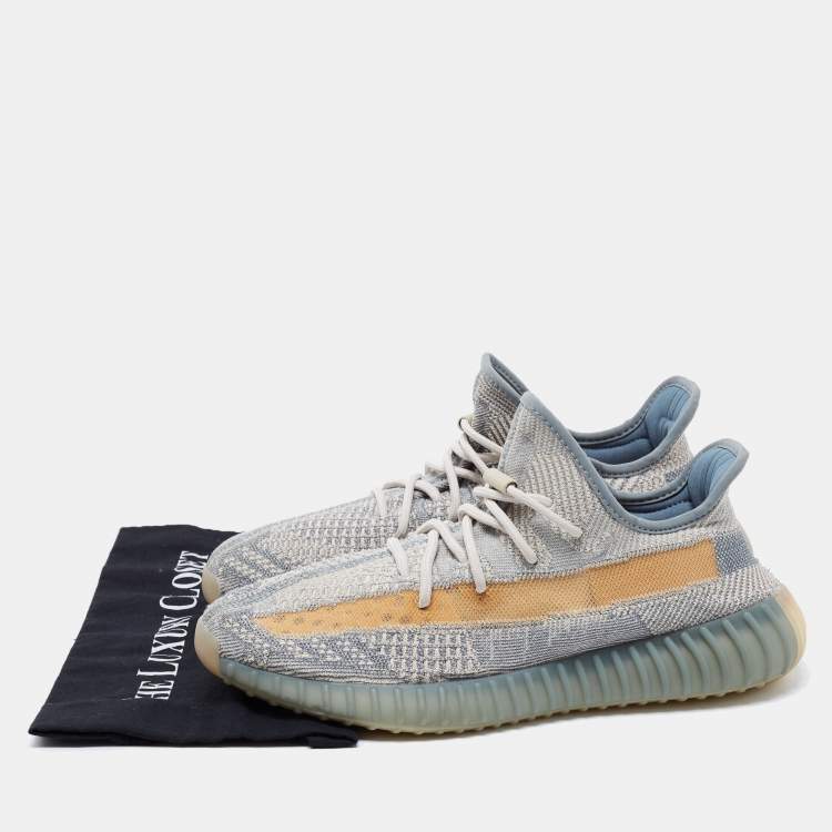 Pre Owned Yeezy x Adidas Grey Knit Fabric Boost-350-V2-Israfil Sneakers Size 46
