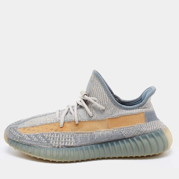 Pre Owned Yeezy x Adidas Grey Knit Fabric Boost-350-V2-Israfil Sneakers Size 46