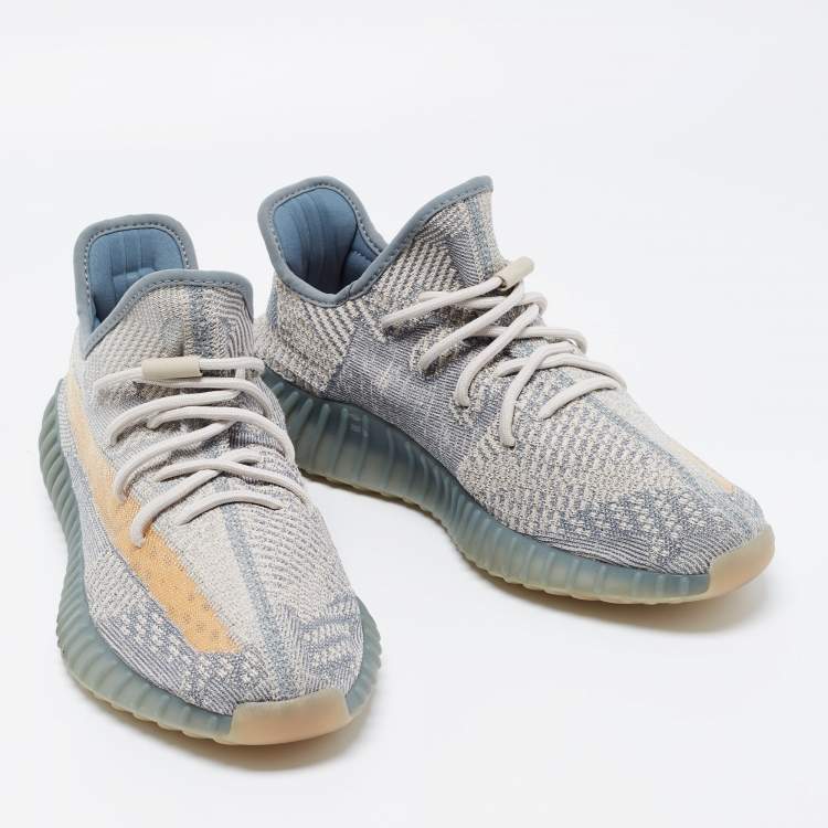 Pre Owned Yeezy x Adidas Grey Knit Fabric Boost-350-V2-Israfil Sneakers Size 46