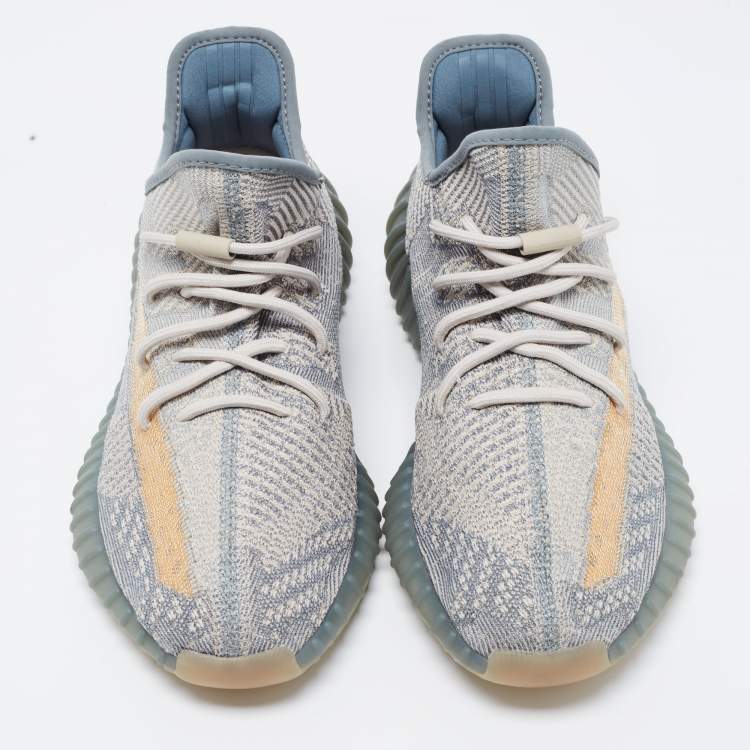 Pre Owned Yeezy x Adidas Grey Knit Fabric Boost-350-V2-Israfil Sneakers Size 46