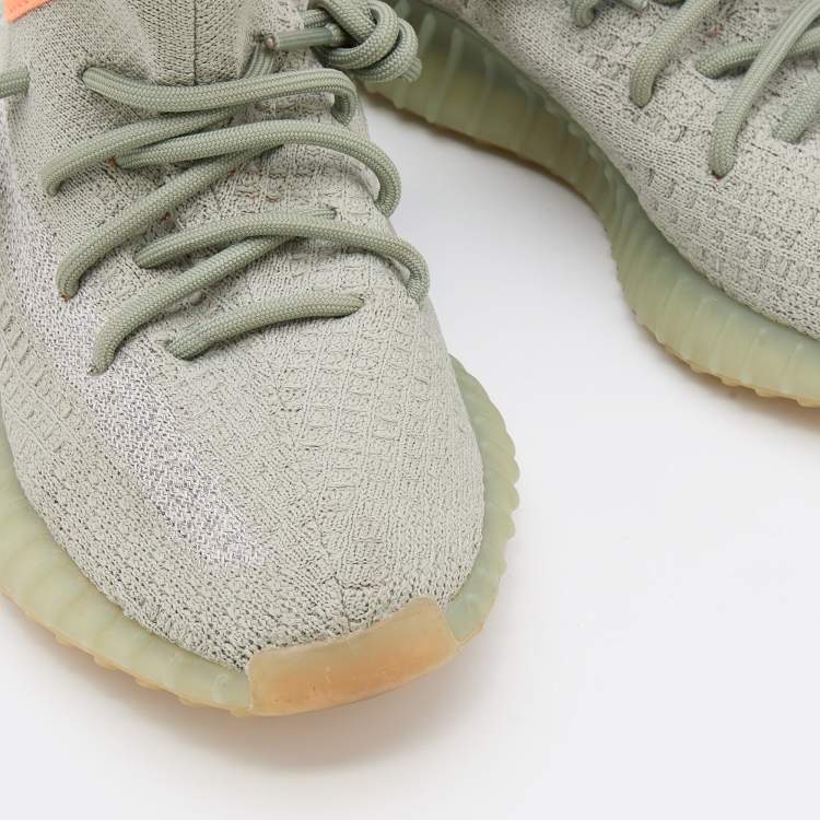 Pre Owned Yeezy x Adidas Green/Grey Knit Fabric Boost 350 V2 Desert Sage Sneakers Size 36 2/3