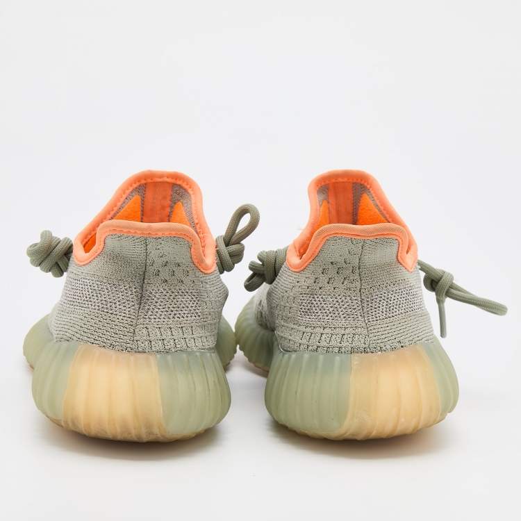 Pre Owned Yeezy x Adidas Green/Grey Knit Fabric Boost 350 V2 Desert Sage Sneakers Size 36 2/3