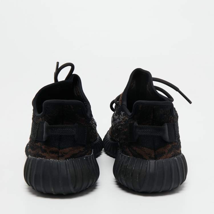Pre Owned adidas x Yeezy Brown/Black Mesh and Fabric 350 V2 MX Rock Sneakers Size 411/3