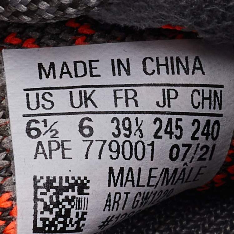 Pre Owned Yeezy x Adidas Grey/Orange Knit Fabric Boost 350 V2 Beluga Low Top Sneakers Size 39 1/3