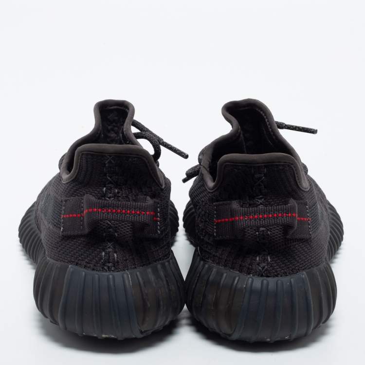 Pre Owned Yeezy x Adidas Black Knit Fabric Boost 350 V2 Black Non Reflective Sneakers Size 40 2/3