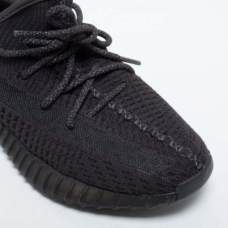 Pre Owned Yeezy x Adidas Black Knit Fabric Boost 350 V2 Black Non Reflective Sneakers Size 40 2/3