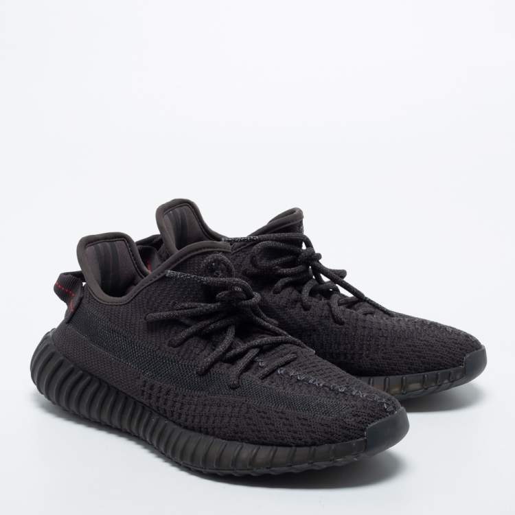Pre Owned Yeezy x Adidas Black Knit Fabric Boost 350 V2 Black Non Reflective Sneakers Size 40 2/3