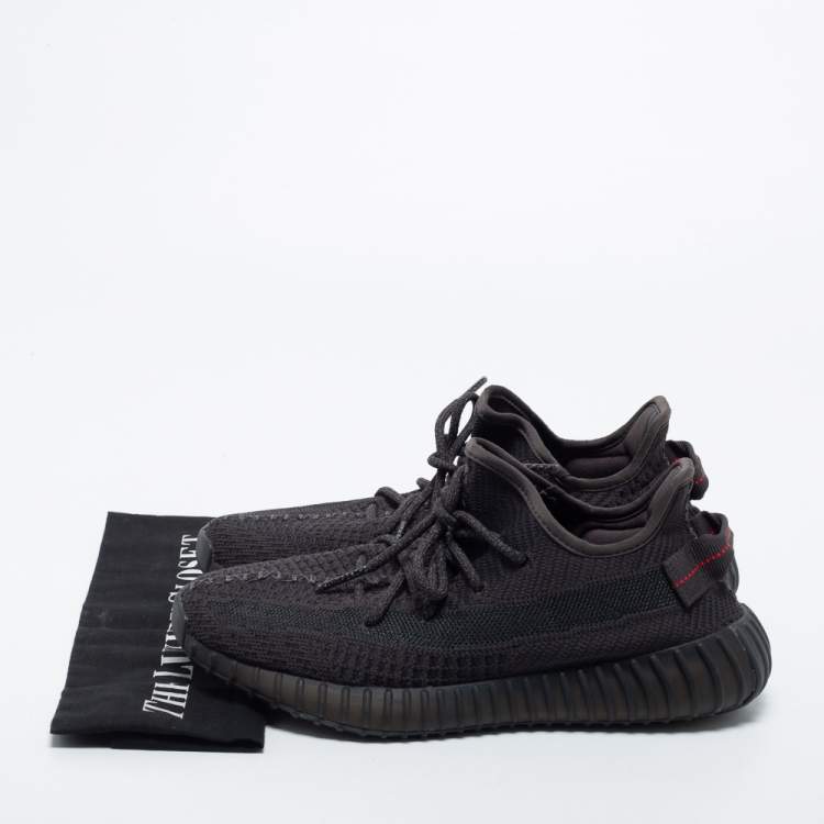 Pre Owned Yeezy x Adidas Black Knit Fabric Boost 350 V2 Black Non Reflective Sneakers Size 40 2/3