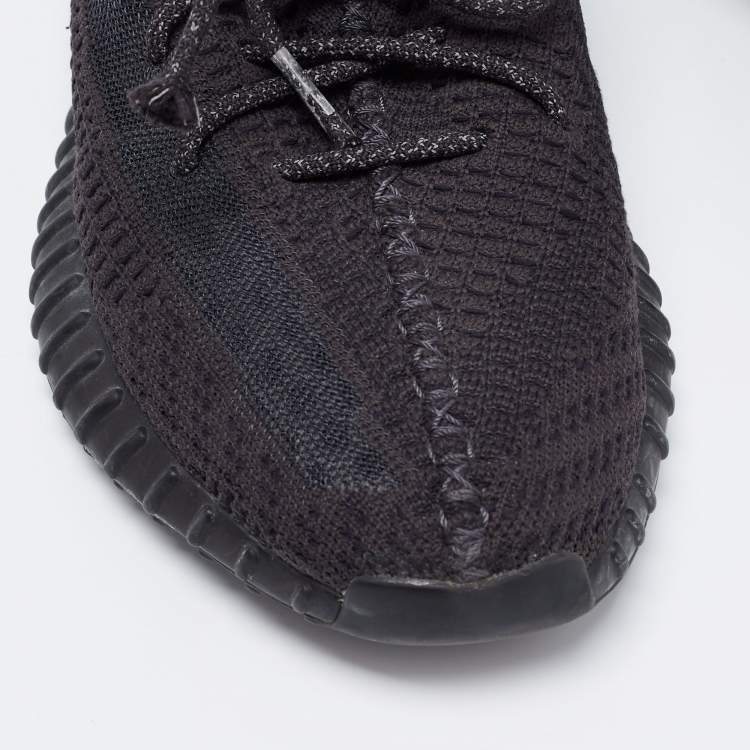 Pre Owned Yeezy x Adidas Black Knit Fabric Boost 350 V2 Static Black Sneakers Size 44