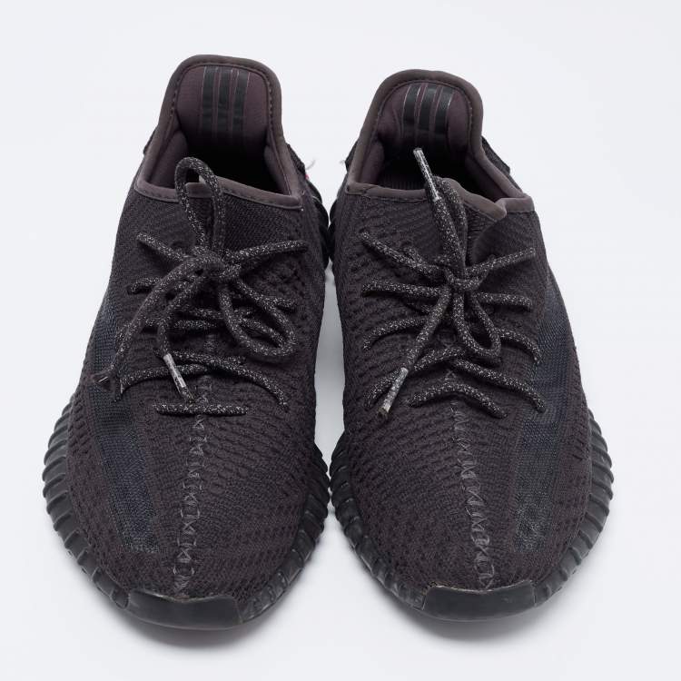 Pre Owned Yeezy x Adidas Black Knit Fabric Boost 350 V2 Static Black Sneakers Size 44
