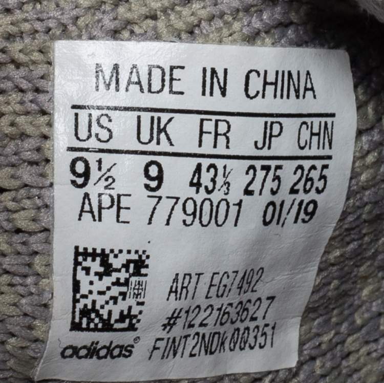Pre Owned Yeezy x Adidas Grey Knit Fabric Boost 350 V2 True Form Sneakers Size 43 1/3