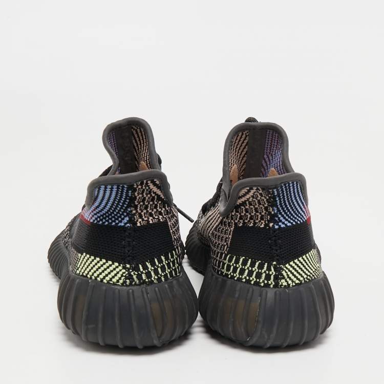 Pre Owned Yeezy x Adidas Black Knit Fabric Boost 350 V2 Yecheil Sneakers Size 42
