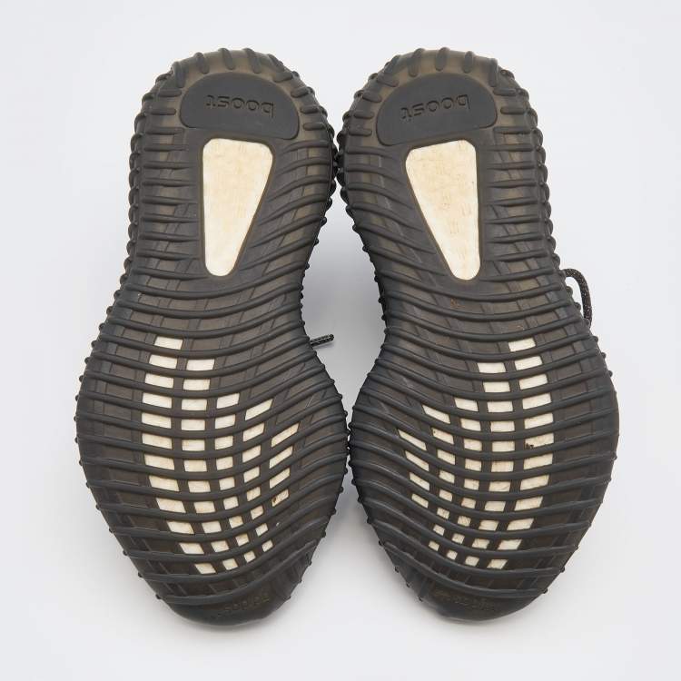 Pre Owned Yeezy x Adidas Black Knit Fabric Boost 350 V2 Static Black Sneakers Size 36 2/3