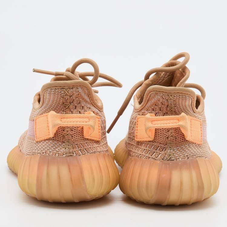 Pre Owned Yeezy x Adidas Orange Knit Fabric Boost 350 V2 Clay Sneakers Size 36 2/3