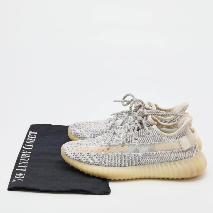 Pre Owned Yeezy x Adidas White/Grey Knit Fabric Boost 350 V2 Static Sneakers Size 36 2/3