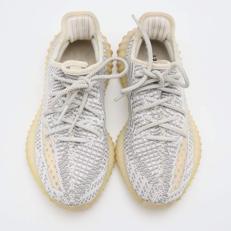 Pre Owned Yeezy x Adidas White/Grey Knit Fabric Boost 350 V2 Static Sneakers Size 36 2/3