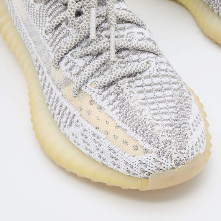 Pre Owned Yeezy x Adidas White/Grey Knit Fabric Boost 350 V2 Static Sneakers Size 36 2/3