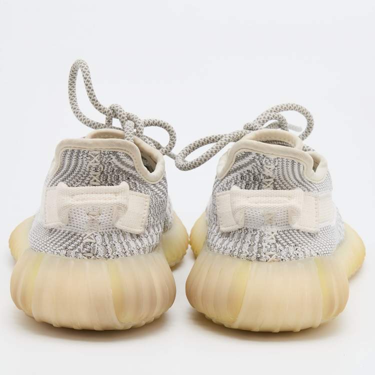 Pre Owned Yeezy x Adidas White/Grey Knit Fabric Boost 350 V2 Static Sneakers Size 36 2/3