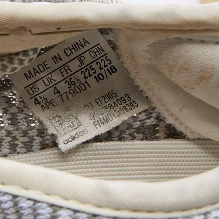 Pre Owned Yeezy x Adidas White/Grey Knit Fabric Boost 350 V2 Static Sneakers Size 36 2/3