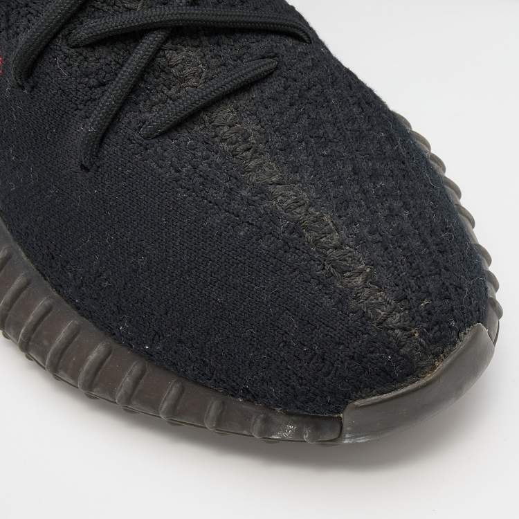 مملوكة مسبقًا Yeezy x Adidas Black/Red Knit Fabric Boost 350 V2 Bred Sneakers Size 42