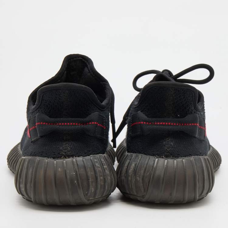 مملوكة مسبقًا Yeezy x Adidas Black/Red Knit Fabric Boost 350 V2 Bred Sneakers Size 42